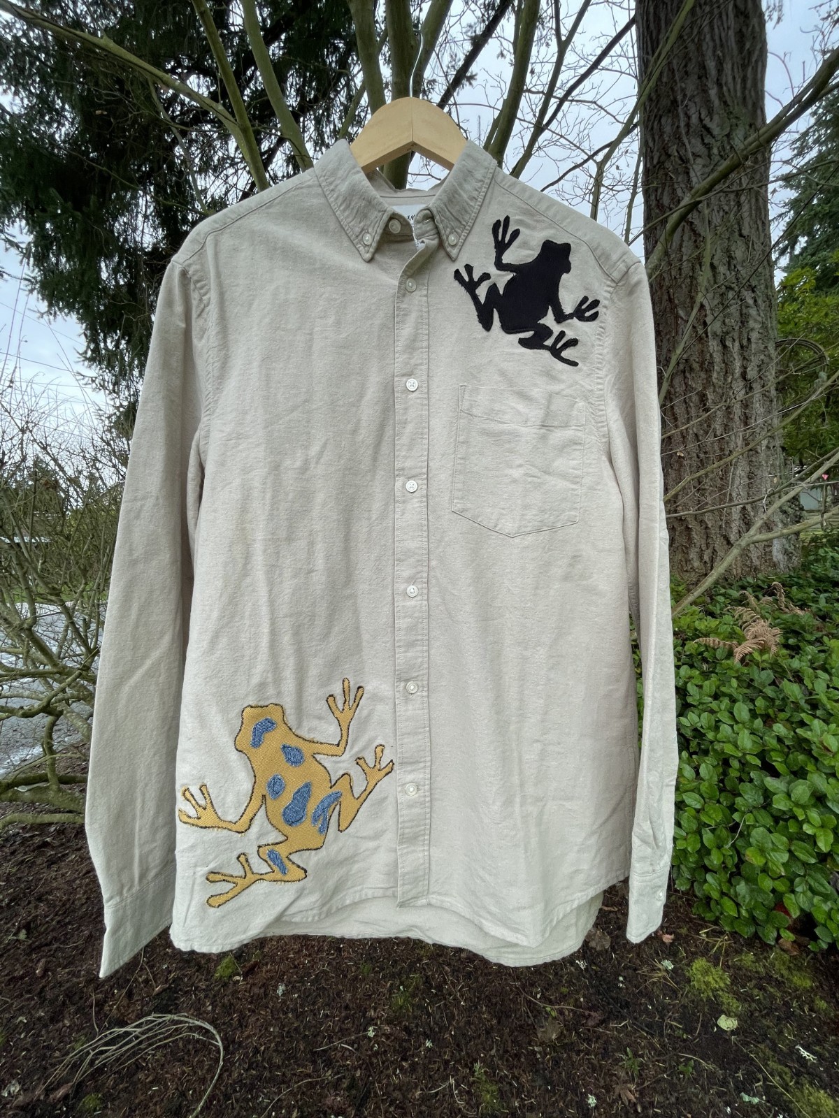 Handmade Medium Frog Button Up Upcycled Unique Su… - image 8