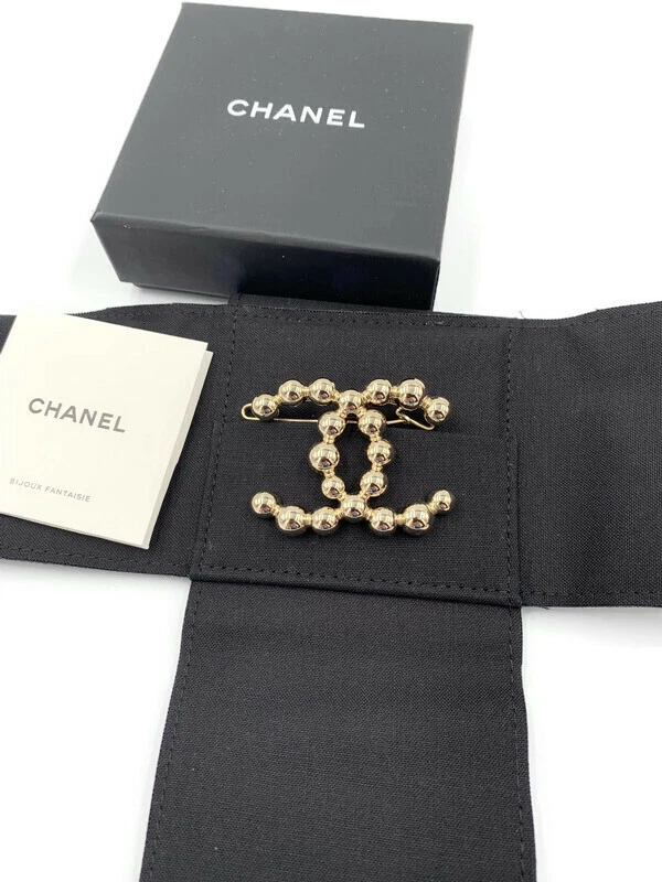 Authentic Chanel CC Light gold hardware Logo Hair Clip BRAND NEW