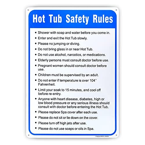 Hot Tub Safety Rules Sign, Pool Sign,- 10"x 14" - .040 Aluminum Reflective - Picture 1 of 4