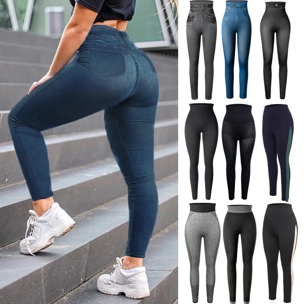 Leggings de Mujer Ajustados de Moda Casual Leggings de Mezclilla de Imitación-image