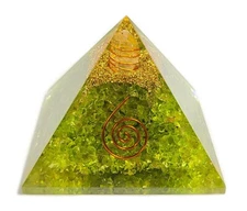 2.8" Green Peridot Olivine Orgonite Orgone Pyramid Energy Reiki Heal Generator