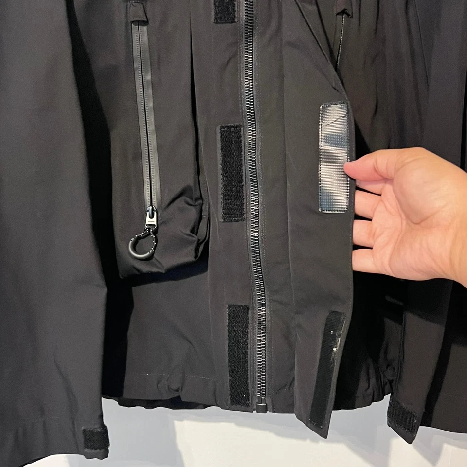 Zara Mens Parka Work Jacket Size S-M Jet Black Stretch Winter Full Zip Hook Loop - Image 3 of 4