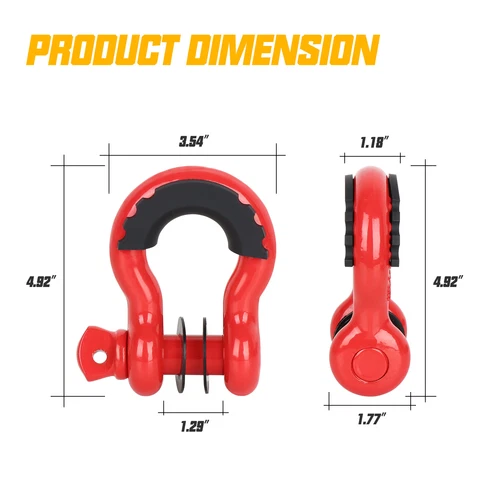 3/4'' D-Ring Shackles w/Backer Plate Bolt on Clevis Bumper Mount Brackets Black - Picture 8 of 11