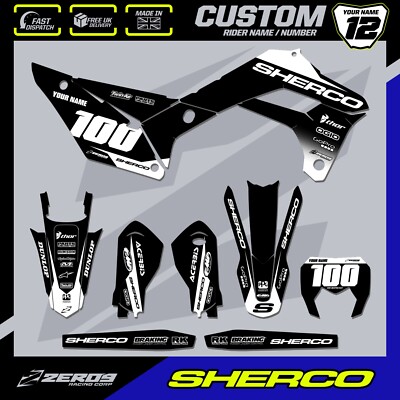 SHERCO ENDURO GRAPHICS CUSTOM GRAPHICS SE SEF 125 250 300 450  BLOK BLK/WHI