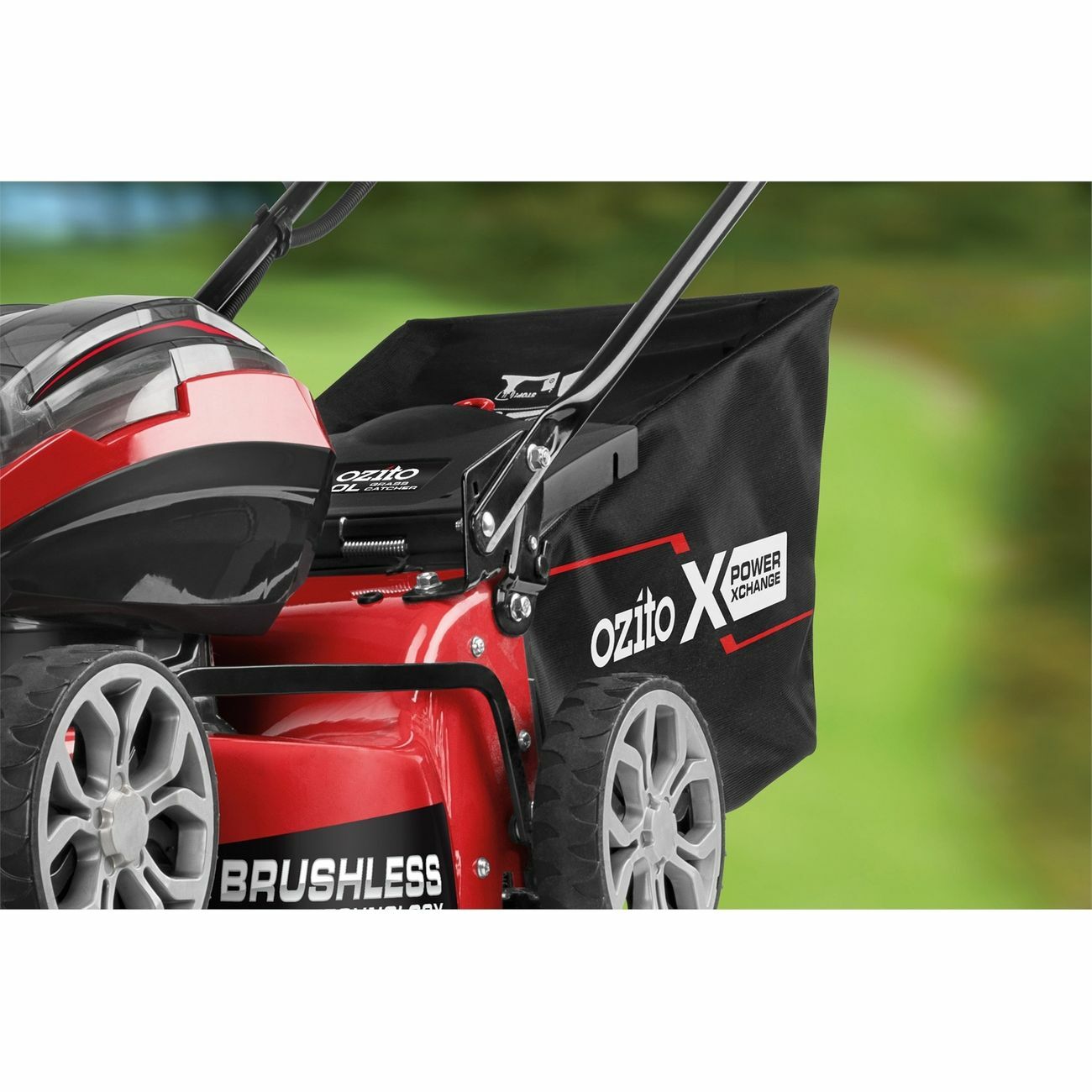 OZITO 36V Brushless Cordless Electric Lawn Mower Steel Deck 2 x 4Ah