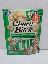 INABA Churu Bites for Dogs, Grain-Free, Soft/Chewy Baked Chicken Wrapped Churu