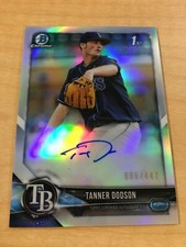 Tanner Dodson 2018 1st Bowman Chrome Refractor Auto Rookie RC /447 Rays 