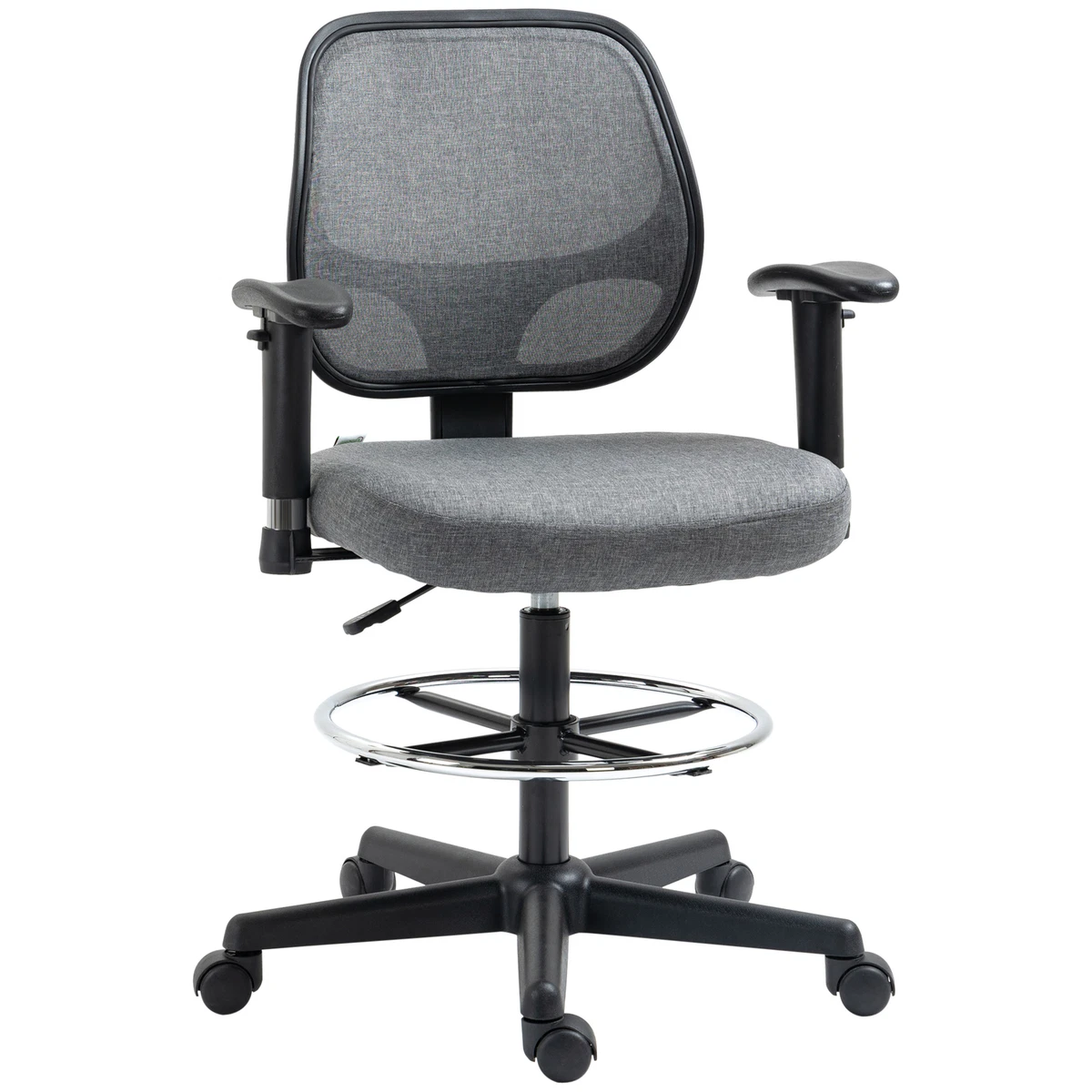 Drafting Chair Tall Office Stand Desk Chair Foot Ring Arm Wheel