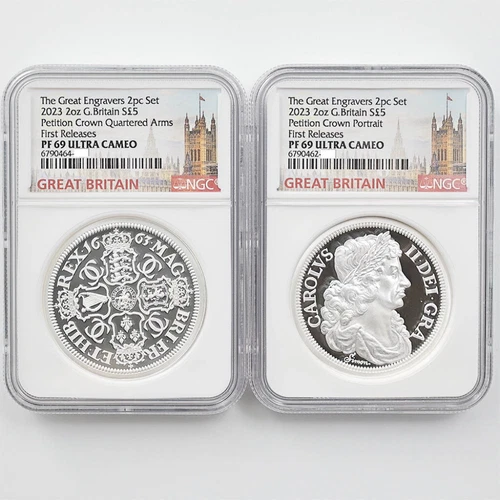 2023 Great Britain Petition Crown 5Pounds 2oz Silver Proof 2-Coin Set NGC PF69FR