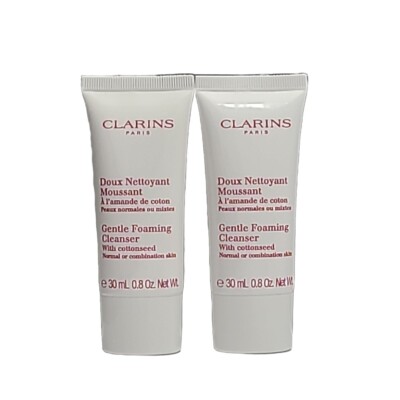 CLARINS Gentle Foaming Cleanser with Cottonseed 0.8oz Each 2 pack Sealed Tube
