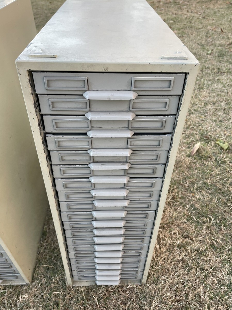 TWO - Vintage Victor Kardex Visible Index Card Flat File Cabinet