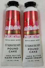 Bath Body Works STRAWBERRY POUND CAKE Shea Butter Hand Cream 1 oz Lot of 2