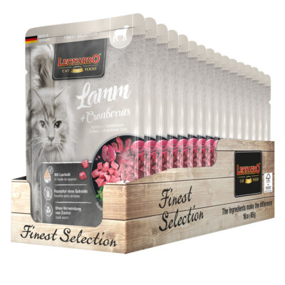 Leonardo Finest Selection Lamm & Cranberries Nassfutter Katze | 16 x 85 g 