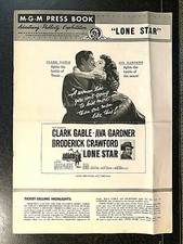 MGM LONE STAR PRESSBOOK 1952,12 PGS-CLARK GABLE, AVA GARDNER, BRODERICK CRAWFORD