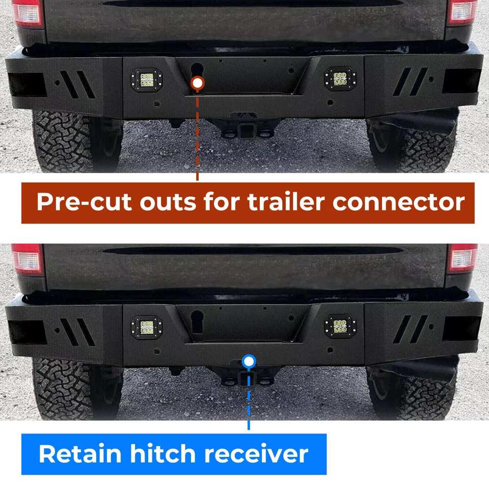 For Ram 2500 3500 10-18 Front/ 10-24 Rear Steel Bumper w/ Sensor Holes LED Light Foto 4 de 4