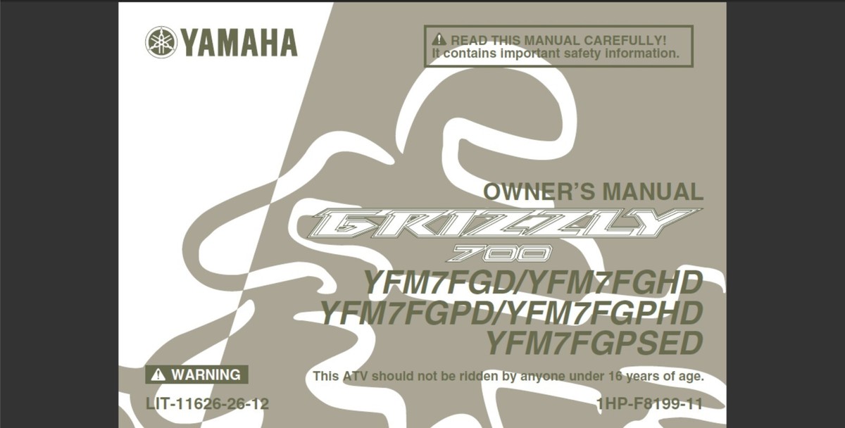 2013 Yamaha Grizzly 700 4WD Hunter YFM7FGPD YFM7FGPHD Maintenance