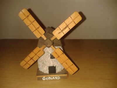 Vintage 1999 Gotland ,Sweden hand made wood/stone windmill ornament.Broken(C39