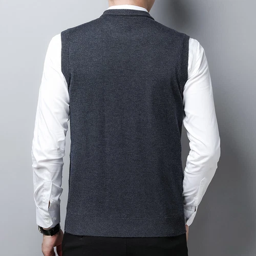 Suéter Chaleco Para Hombres Cuello Redondo Otoño Tejido Camisetas sin Mangas Pullover - Imagen 16 de 42