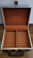 Vtg Cassette Tape Carry Case Brown Pleather Vintage Briefcase 16 Slot Unbranded