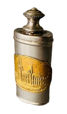 ANTIKE EAU DE COLOGNE METALLFLASCHE Kölner Dom Germany D.R.G.M. Vintage RAR