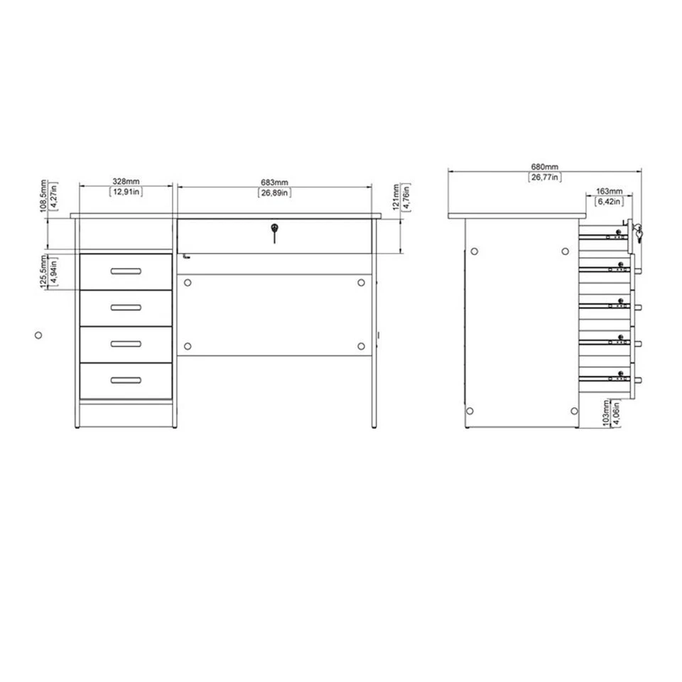 Tvilum Walden Desk with 5 Drawers in Oak Structure - Image 3 of 4