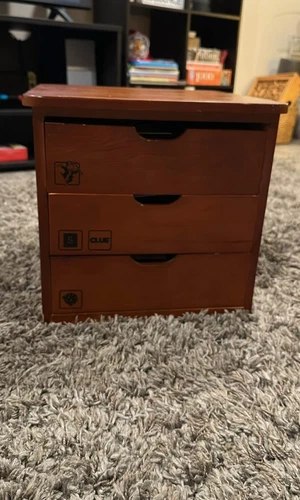 Vintage Parker Bros Wooden Game Box (Monopoly, Clue, Yahtzee)