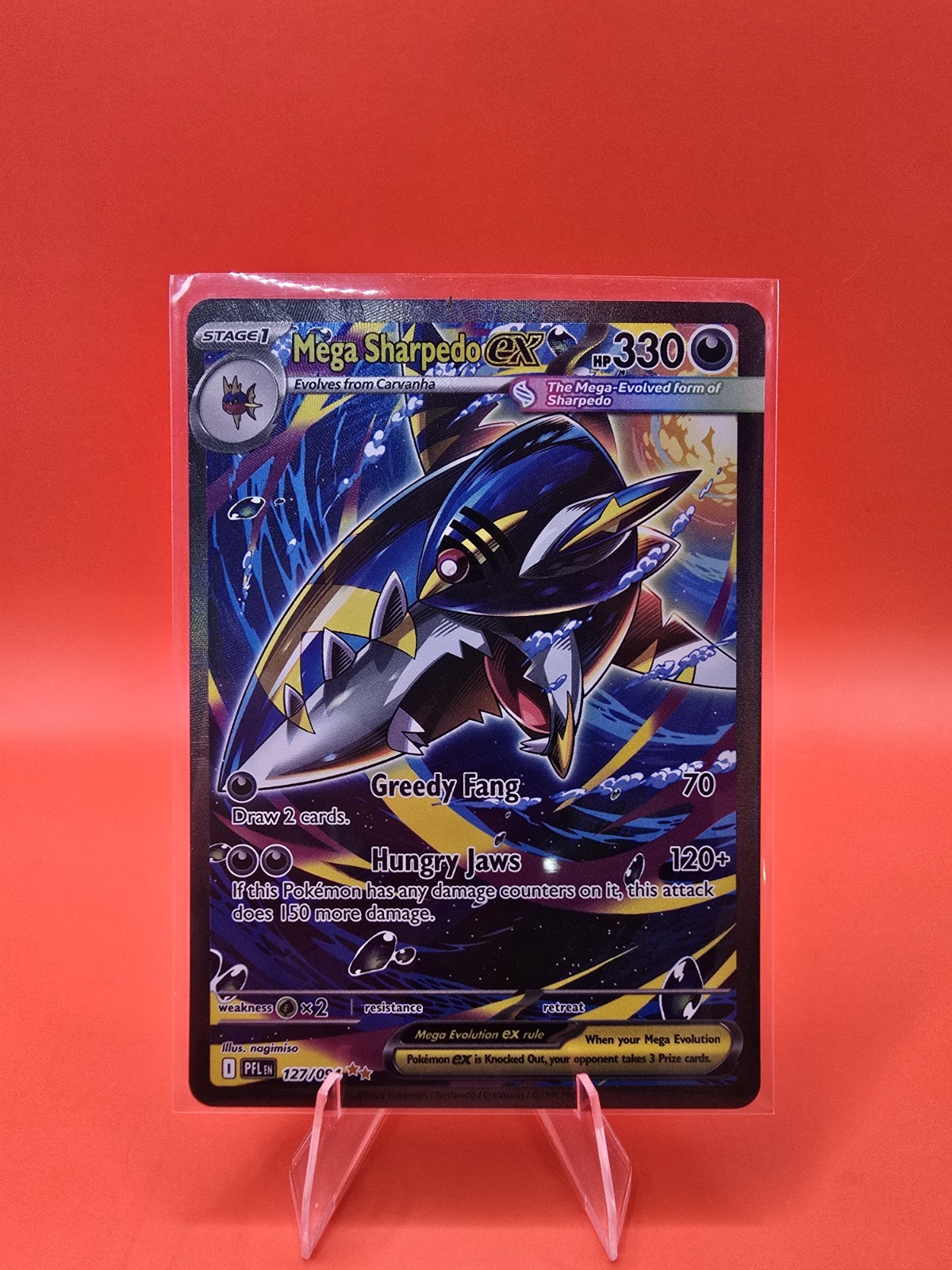 Mega Sharpedo ex 127/094 SIR Special Illustration Pokemon Phantasmal Flames MINT