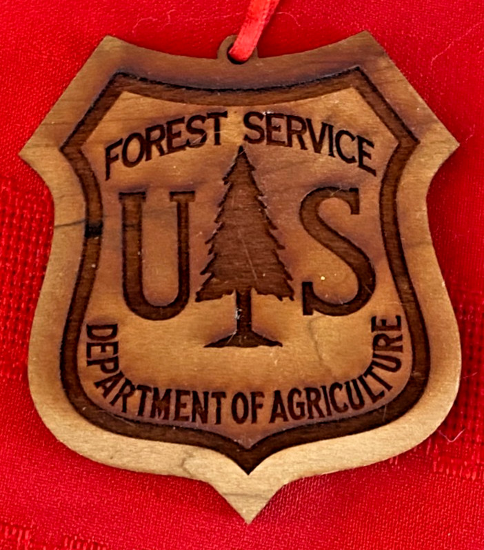 USFS US Forest Service Dept of Agriculture Laser Etched Recycled Wood Ornament
