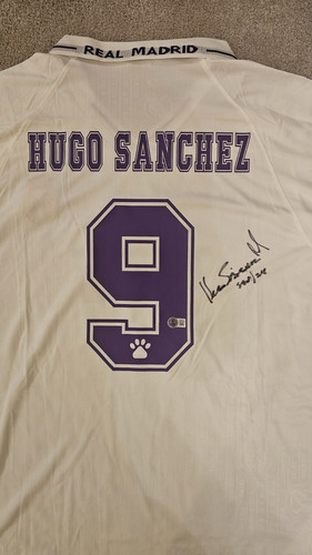 Hugo Sanchez Hand Signed Real Madrid Jersey#9 With Beckett COA - Picture 6 of 6