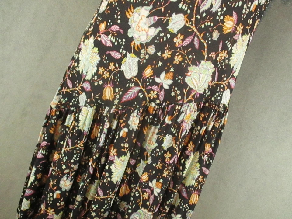 Ulla Johnson Dress Womens Small Black Floral Mock Neck Cap Sleeve Drop Waist - Image 2 of 4