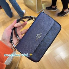NWT Coach Mini Josie Top Handle Bag In Signature Canvas CCK68 Blue/Navy