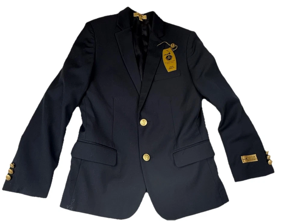 Blazer Class Club Etiqueta Dorada Elástico Mezcla Lana Azul Marino Chaqueta 2 Botones Talla 10 Foto 2 de 4