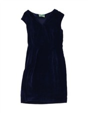 VINTAGE Womens Sleeveless Sheath Dress UK 12 Medium Navy Blue XU03
