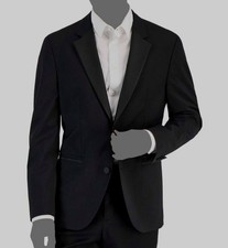 Hugo Boss Men's Black Modern-Fit Wool-Blend Super-Flex Tuxedo Jacket Size 44R