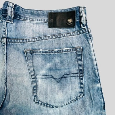 Diesel Buster Jeans Mens 32 Light Wash Blue Slim Tapered Distressed Faded  Denim