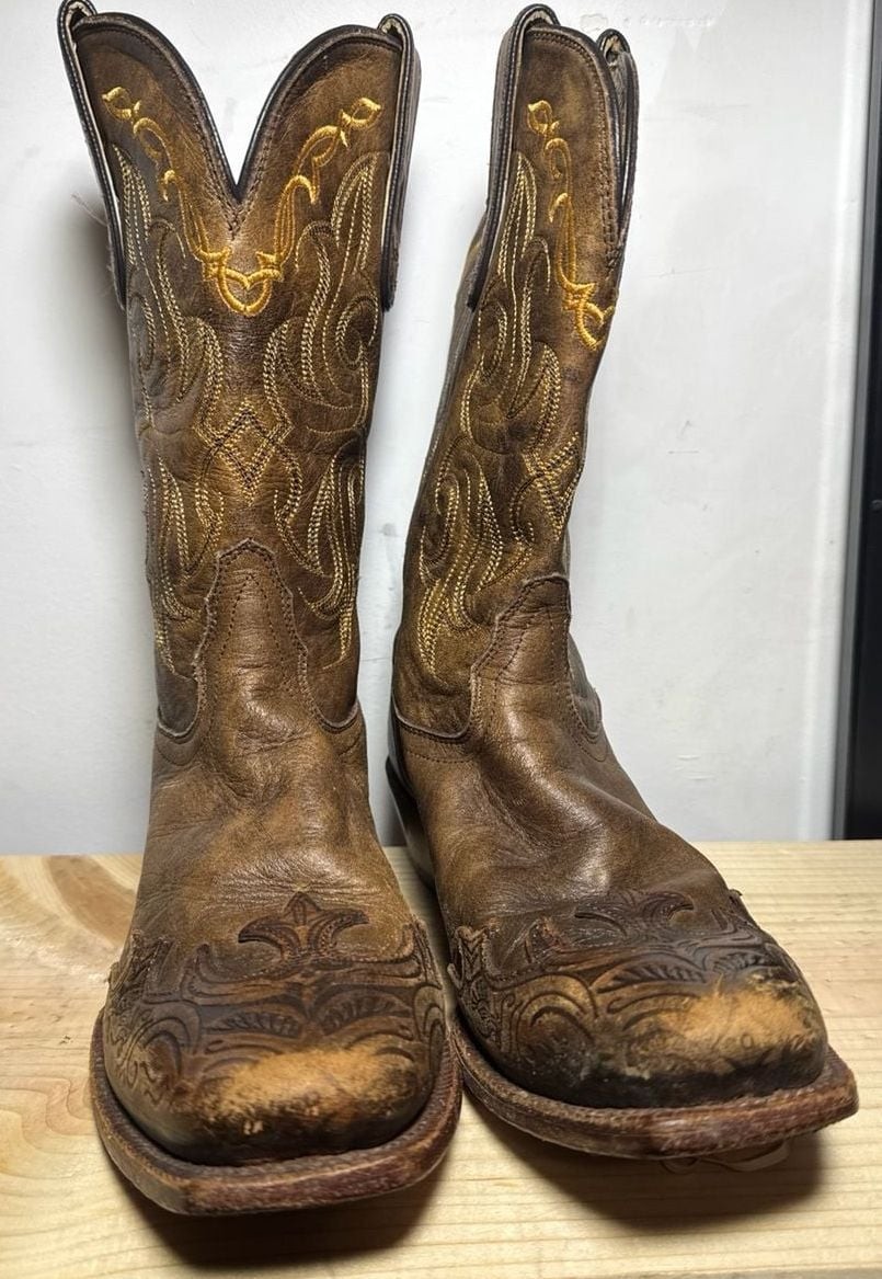 Tony Lama VF6004 Bark Santa Fe Vaquero Western Boots Women's Size 8.5 B