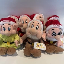 Vintage Disney World Seven Dwarfs Holiday Bean Bag Plush Set of 7 New w/ Tags