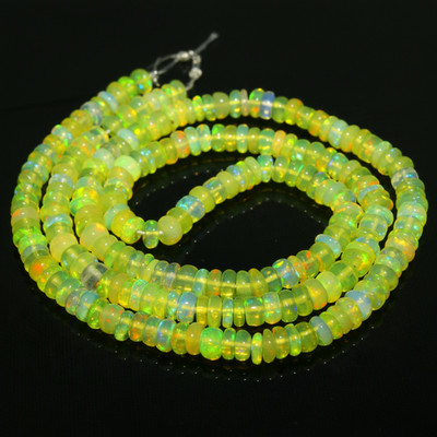 Natural Yellow Ethiopian Opal Rondelle Beads 4 5mm Size 16 Inch Strand Gemstone