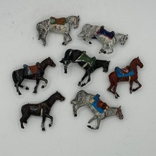 Vintage Lead Cavalry Horses Lot 7 Barclay Manoil Era Painted 1930s  40s USA