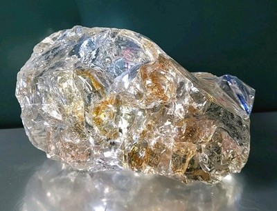 Stunning Andara Crystal Glass-- Clear w/Amber, Red & Blue -Large- 1.2 kg -Rare!
