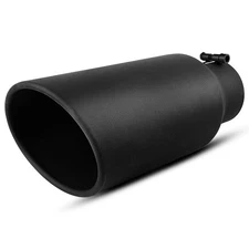 4 Inlet Exhaust Tip, 6 Outlet, 15 Long, Stainless Steel, Black Finish