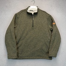 Orvis 1/4 Zip Sweater Men XL Green Sherpa Lined Pullover Jumper Outdoor Hiking