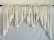 Vintage Cafe Swag Valance Curtains LOT OF 5 Sheer Floral French Country Cottage