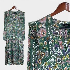 Current Air Anthropologie green floral dress medium with floral skirt