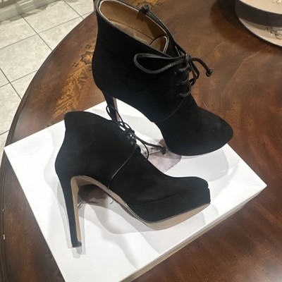 Jessica Simpson Women's Black Lace-Up Ankle Bootie Stiletto Heel