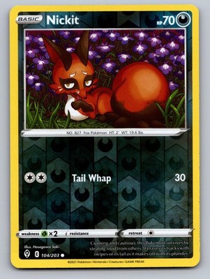 Nickit 104/203 Common Evolving Skies Pokemon Reverse Holo