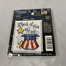 Needle Magic Mini Cross Stitch Kit "Land Of The Free" Patriotic Ornament