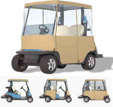 Golf Cart Cover 2 Seater Waterproof 900D Oxford Cloth Clear PVC Roll Up Sides