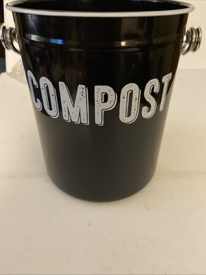 Klarstein Farmhouse Countertop Compost Canister Bucket, Black/White 1.3 Gallons