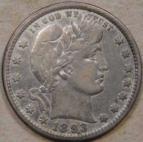 1893-S Barber Quarter 25c XF+ as Pictured L3-6
